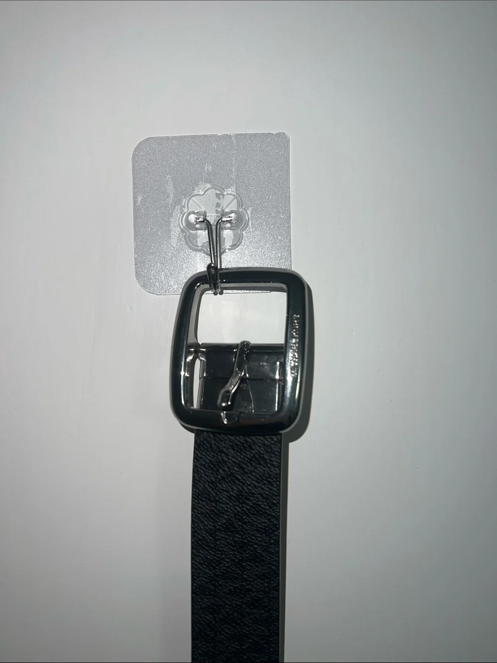 Michael Kors Black Textured Leather Belt with Silver Buckle